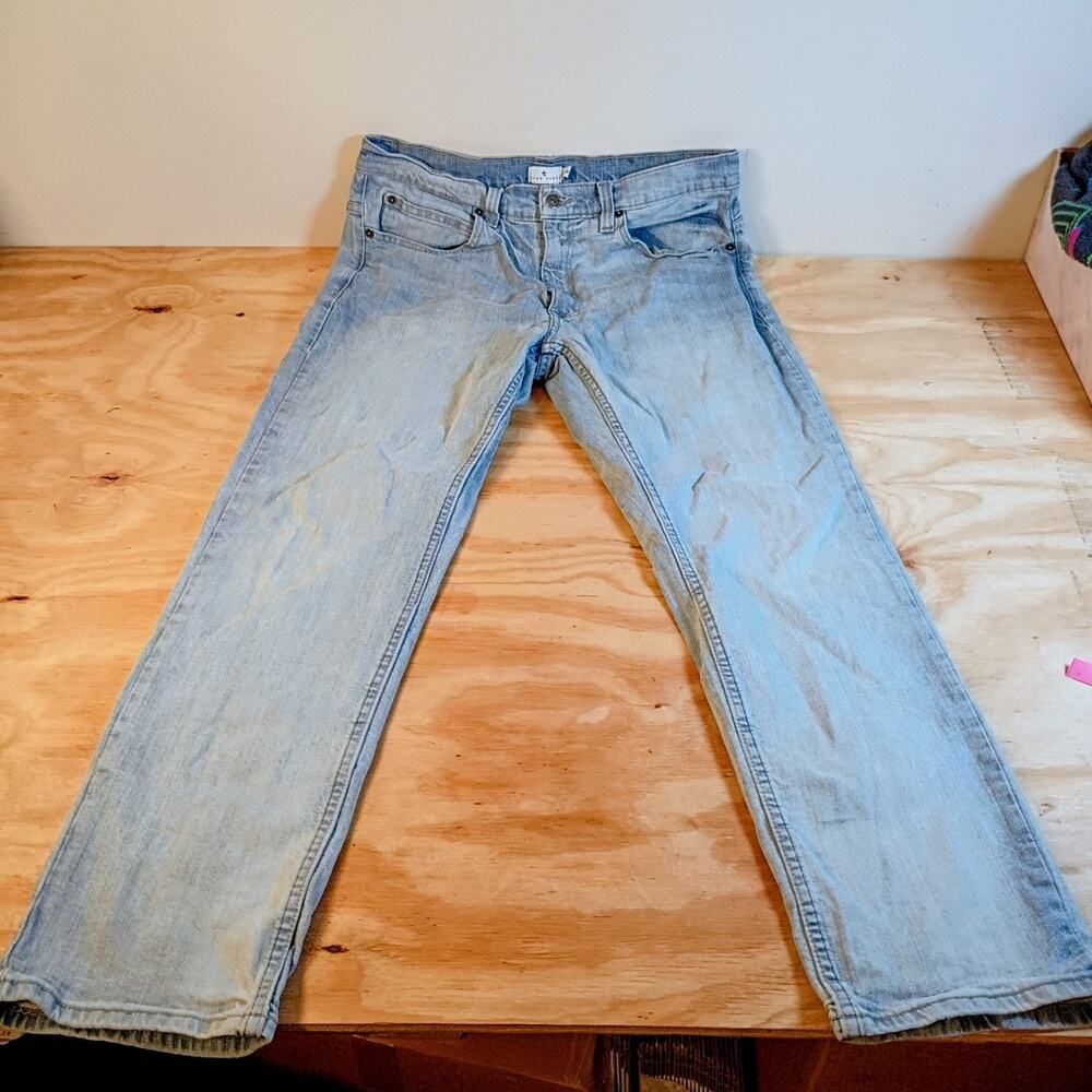 True Craft Men's Jeans 34x30 Athletic Fit Light Wash Stretch Denim Blue